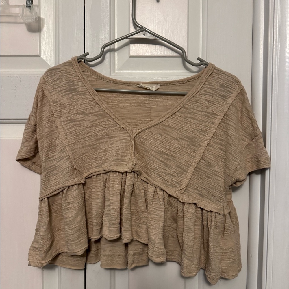Altard State Tan Crop Top with Ruffles